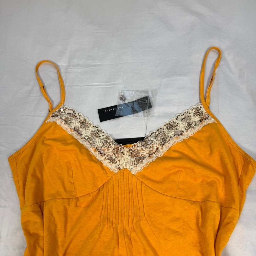 Deadstock NWT y2k The Limited orange beaded fairy babydoll tank top - Picture 3 of 5